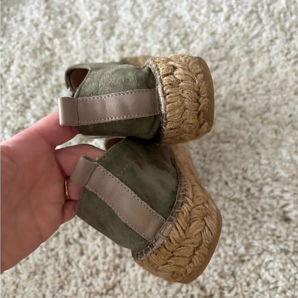 Eric Michael Serena Olive Green Suede Platform Espadrille Women’s Size 37